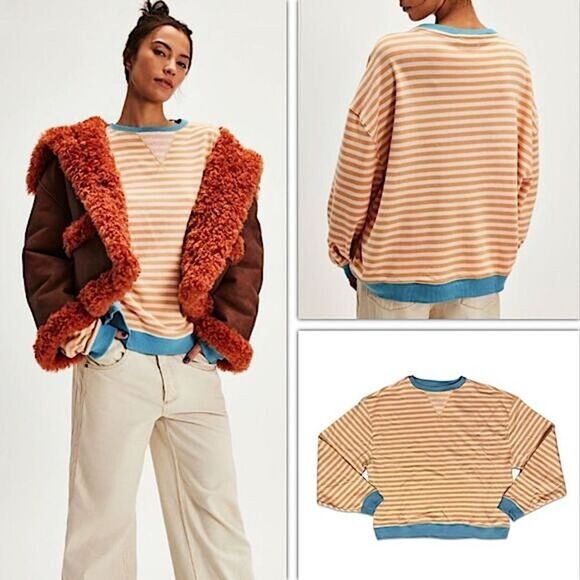 Free People Classic Striped Crewneck Sweatshirt - Picture 12 of 15